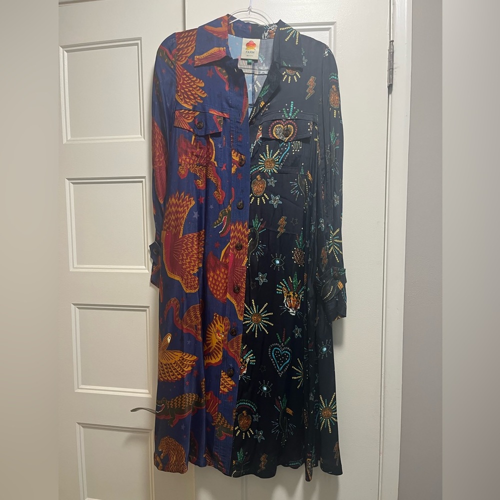 Farm Rio Mixed-Print Shirt Dress
